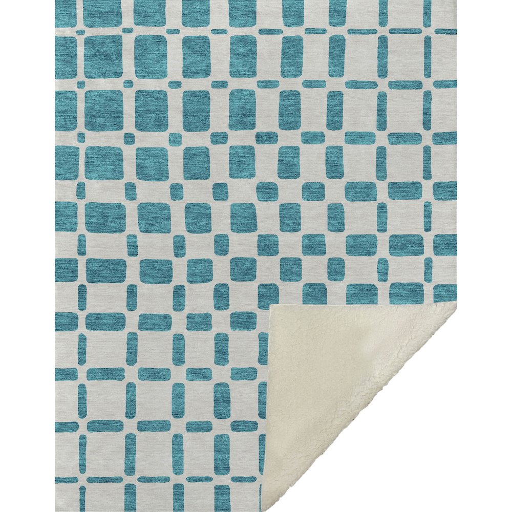 Premium Machine Washable ASB871 Teal 50" x 70" Sherpa Throw Blanket. Picture 1