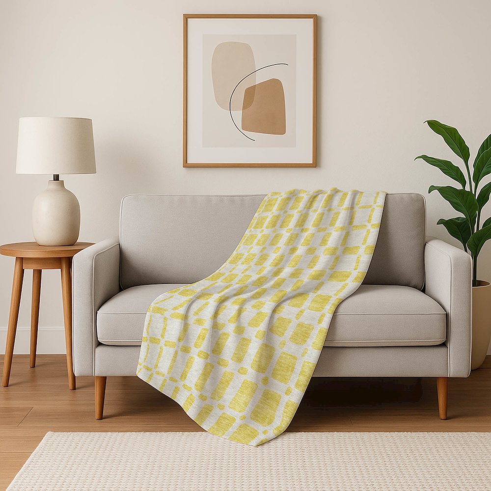 Premium Machine Washable ASB871 Yellow 50" x 70" Sherpa Throw Blanket. Picture 5