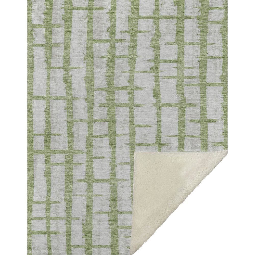 Premium Machine Washable ASB872 Green 50" x 70" Sherpa Throw Blanket. Picture 1