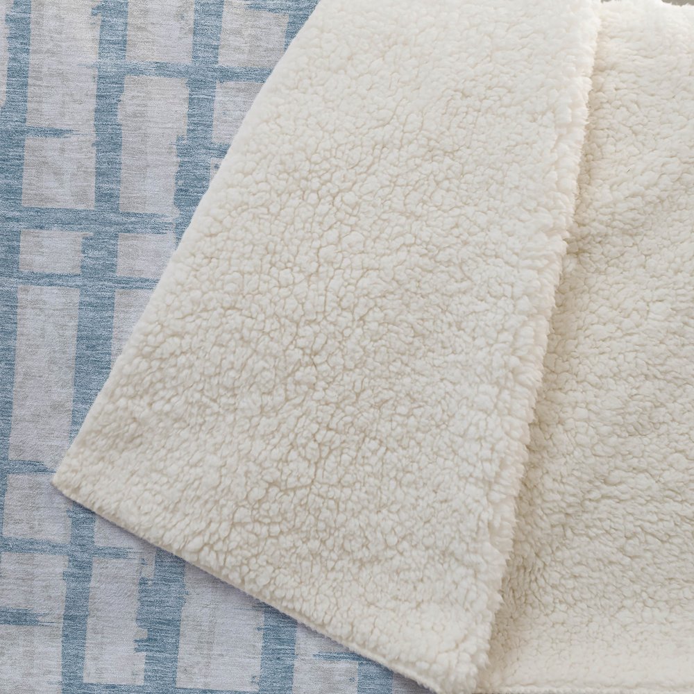 Premium Machine Washable ASB872 Sky 50" x 70" Sherpa Throw Blanket. Picture 2