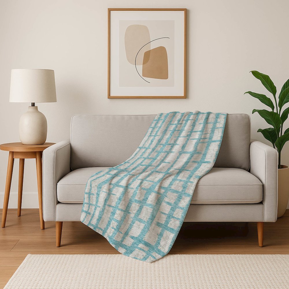 Premium Machine Washable ASB872 Teal 50" x 70" Sherpa Throw Blanket. Picture 5