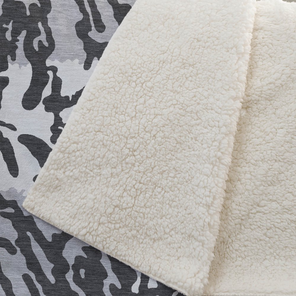 Premium Machine Washable ASB873 Black 50" x 70" Sherpa Throw Blanket. Picture 2