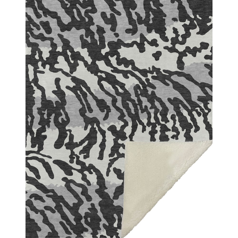 Premium Machine Washable ASB873 Black 50" x 70" Sherpa Throw Blanket. Picture 1