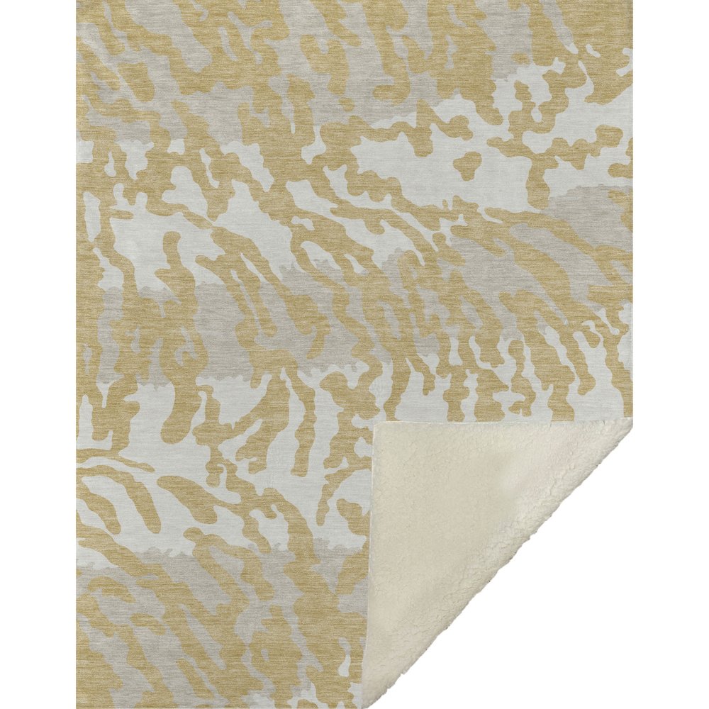 Premium Machine Washable ASB873 Gold 50" x 70" Sherpa Throw Blanket. Picture 1