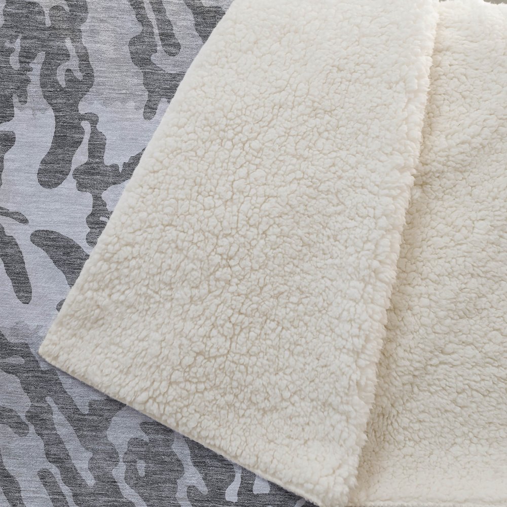 Premium Machine Washable ASB873 Gray 50" x 70" Sherpa Throw Blanket. Picture 2
