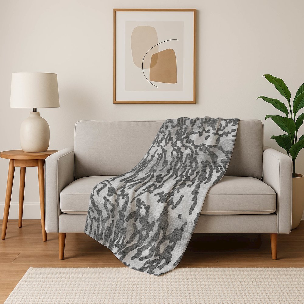 Premium Machine Washable ASB873 Gray 50" x 70" Sherpa Throw Blanket. Picture 5