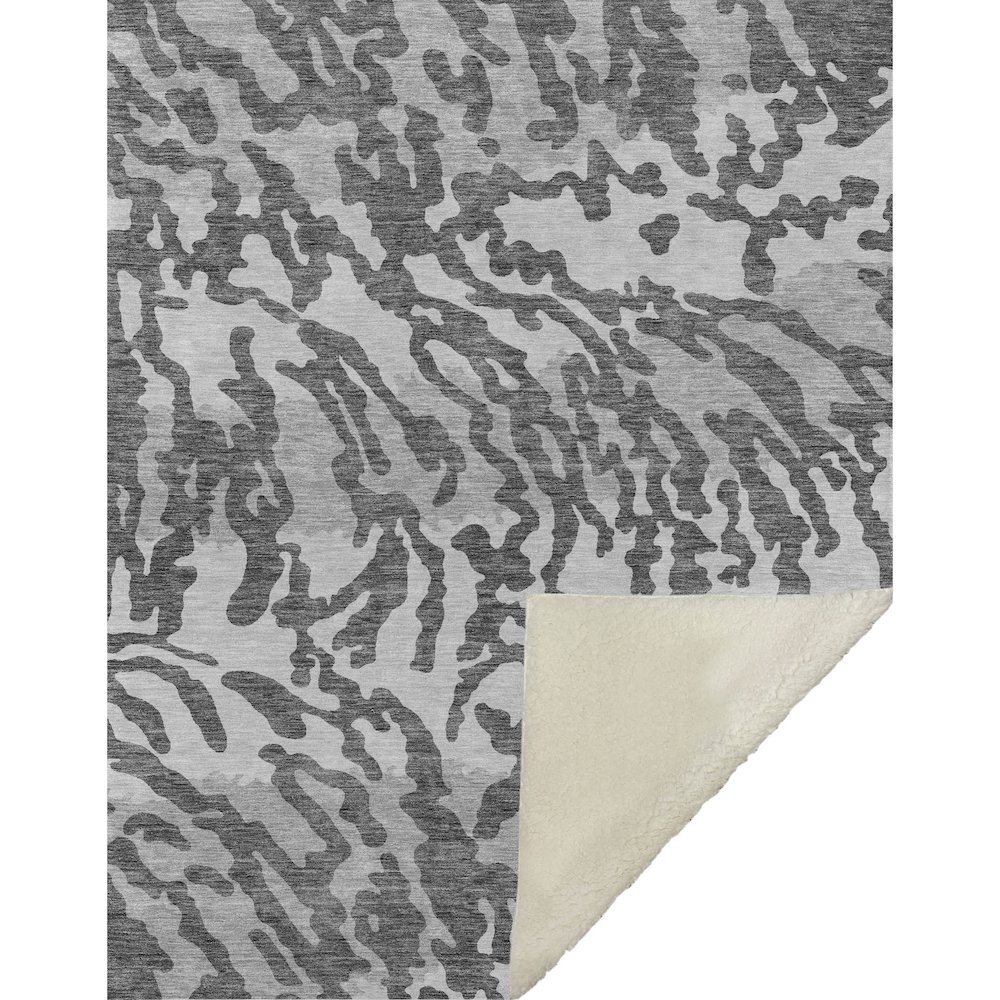 Premium Machine Washable ASB873 Gray 50" x 70" Sherpa Throw Blanket. Picture 1