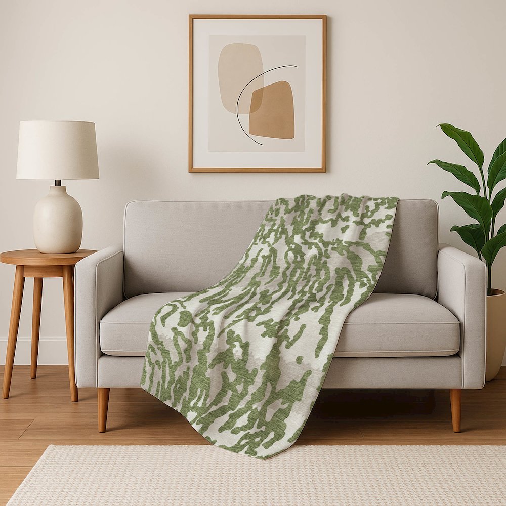 Premium Machine Washable ASB873 Green 50" x 70" Sherpa Throw Blanket. Picture 5