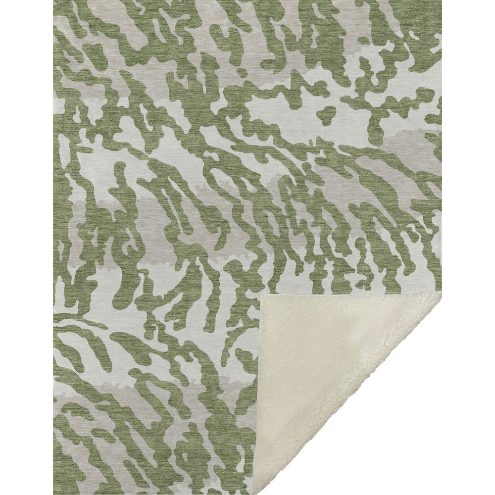Premium Machine Washable ASB873 Green 50" x 70" Sherpa Throw Blanket. Picture 1