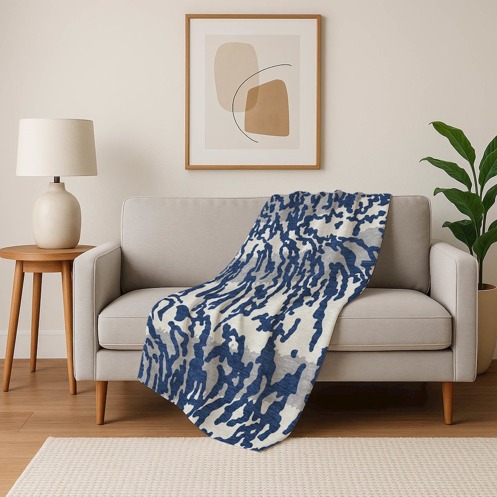 Premium Machine Washable ASB873 Navy 50" x 70" Sherpa Throw Blanket. Picture 5