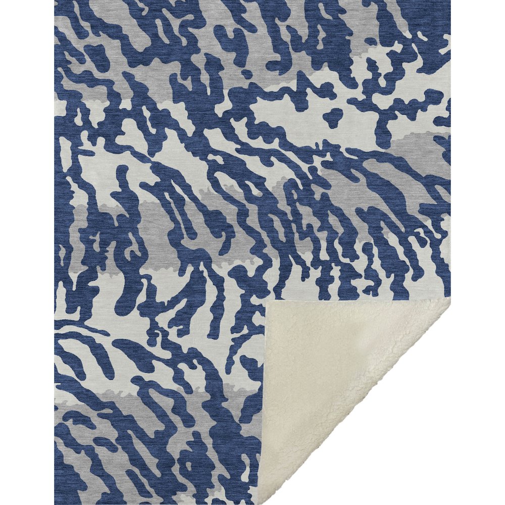Premium Machine Washable ASB873 Navy 50" x 70" Sherpa Throw Blanket. Picture 1