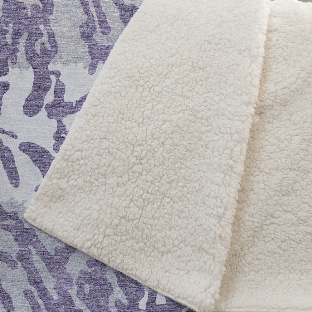 Premium Machine Washable ASB873 Purple 50" x 70" Sherpa Throw Blanket. Picture 2