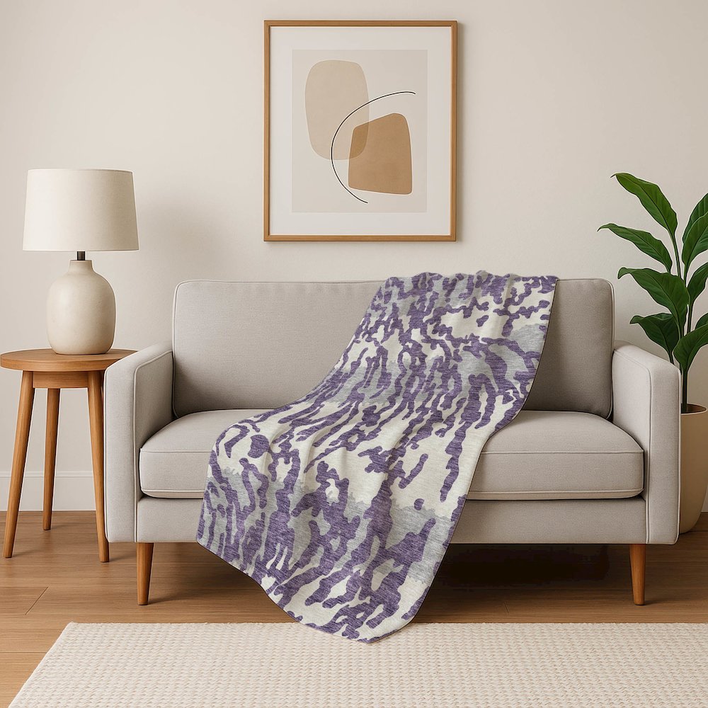 Premium Machine Washable ASB873 Purple 50" x 70" Sherpa Throw Blanket. Picture 5