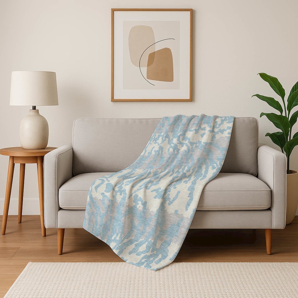 Premium Machine Washable ASB873 Sky 50" x 70" Sherpa Throw Blanket. Picture 5