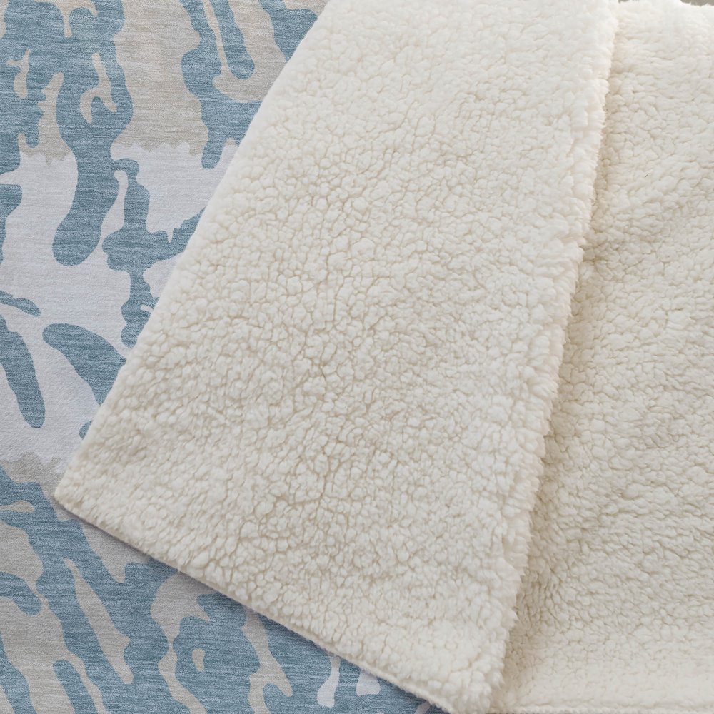 Premium Machine Washable ASB873 Teal 50" x 70" Sherpa Throw Blanket. Picture 2