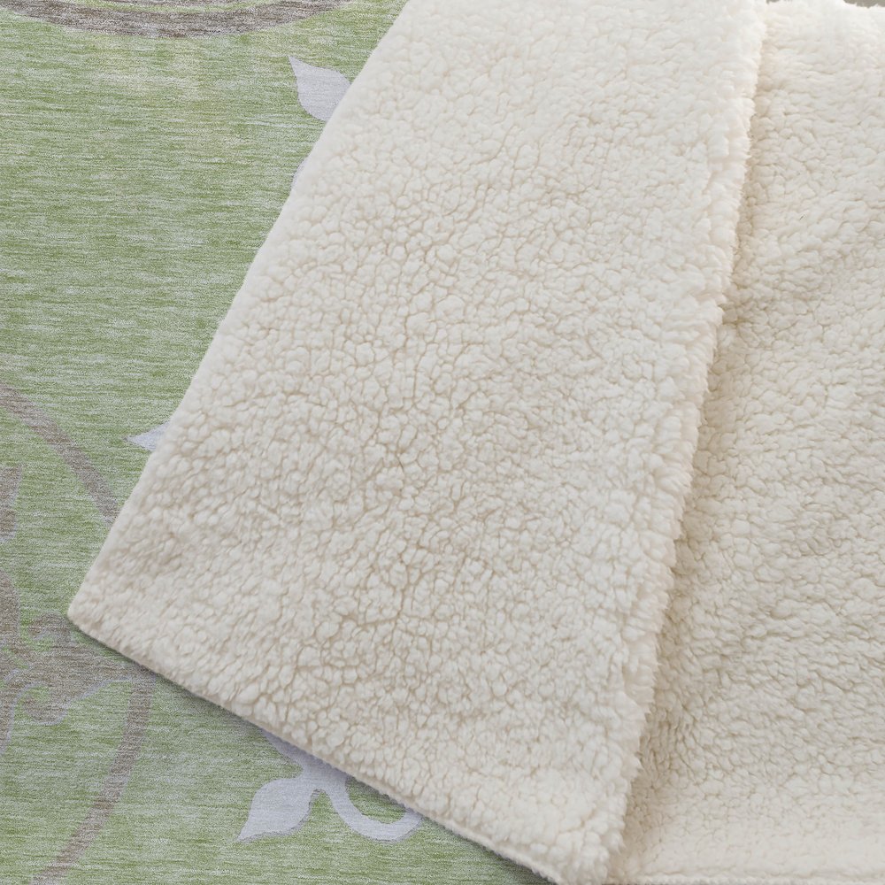 Premium Machine Washable ASB874 Aloe 50" x 70" Sherpa Throw Blanket. Picture 2