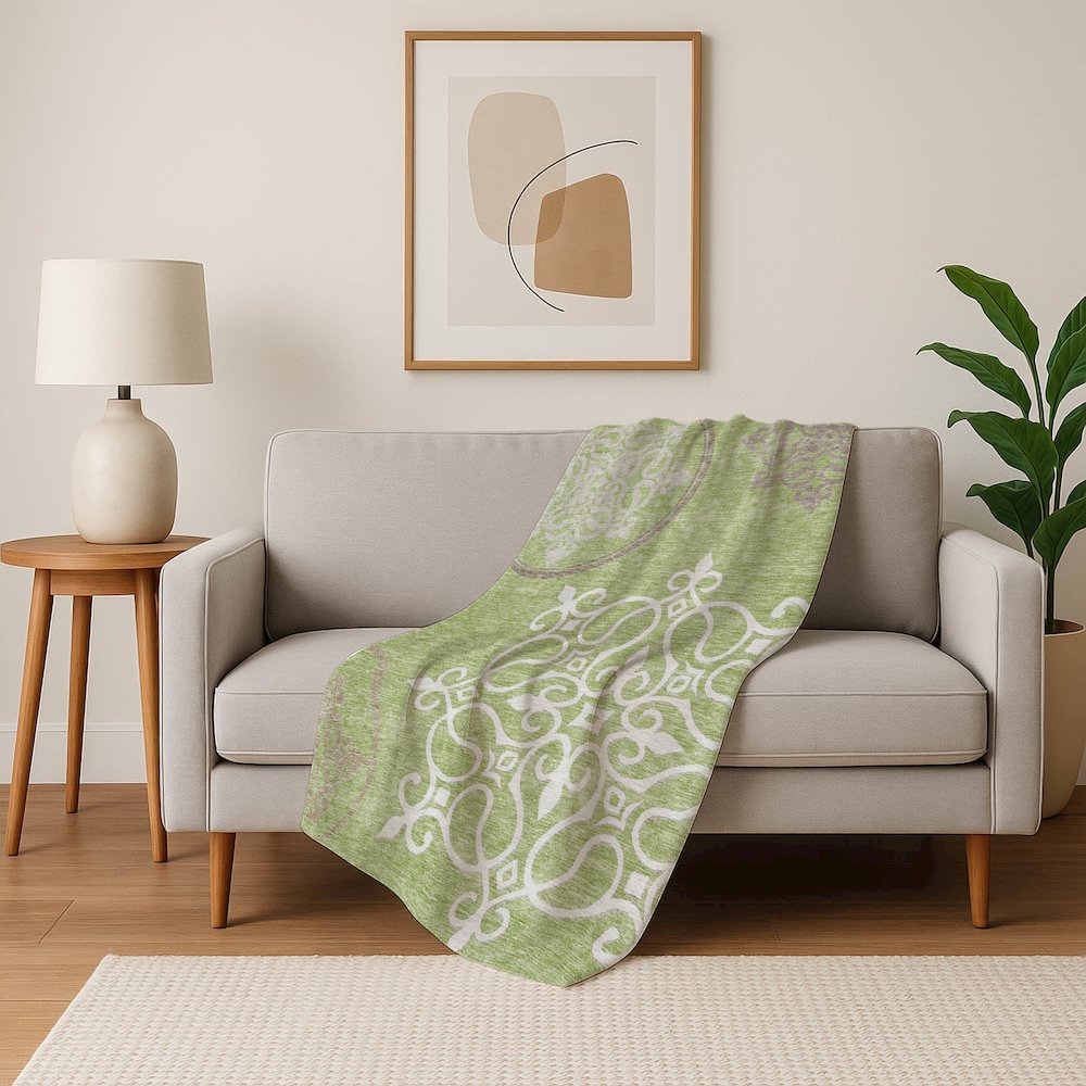 Premium Machine Washable ASB874 Aloe 50" x 70" Sherpa Throw Blanket. Picture 5