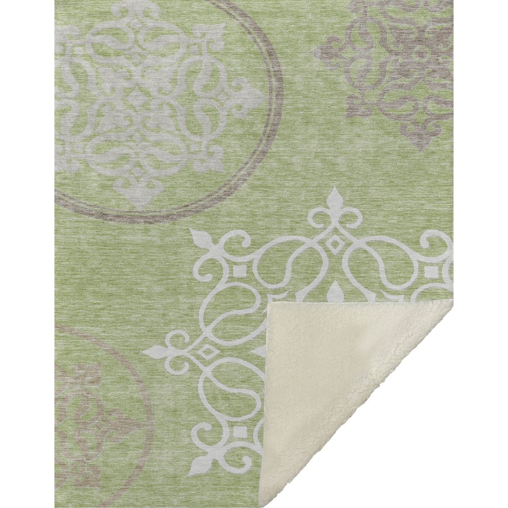 Premium Machine Washable ASB874 Aloe 50" x 70" Sherpa Throw Blanket. Picture 1