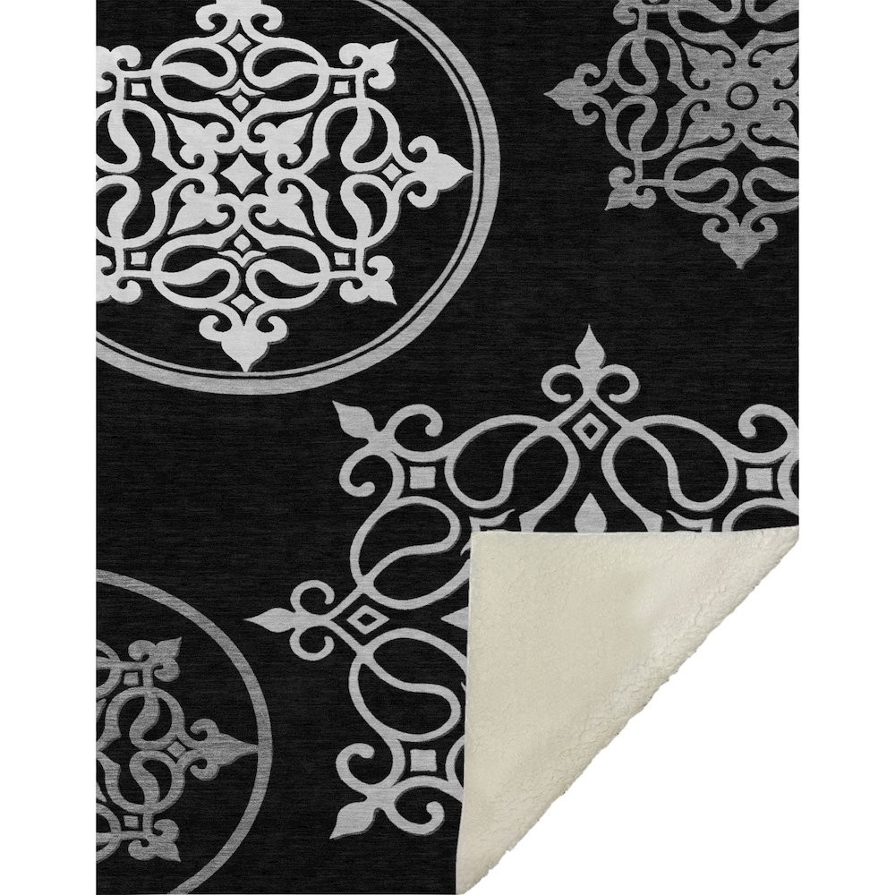Premium Machine Washable ASB874 Black 50" x 70" Sherpa Throw Blanket. Picture 1