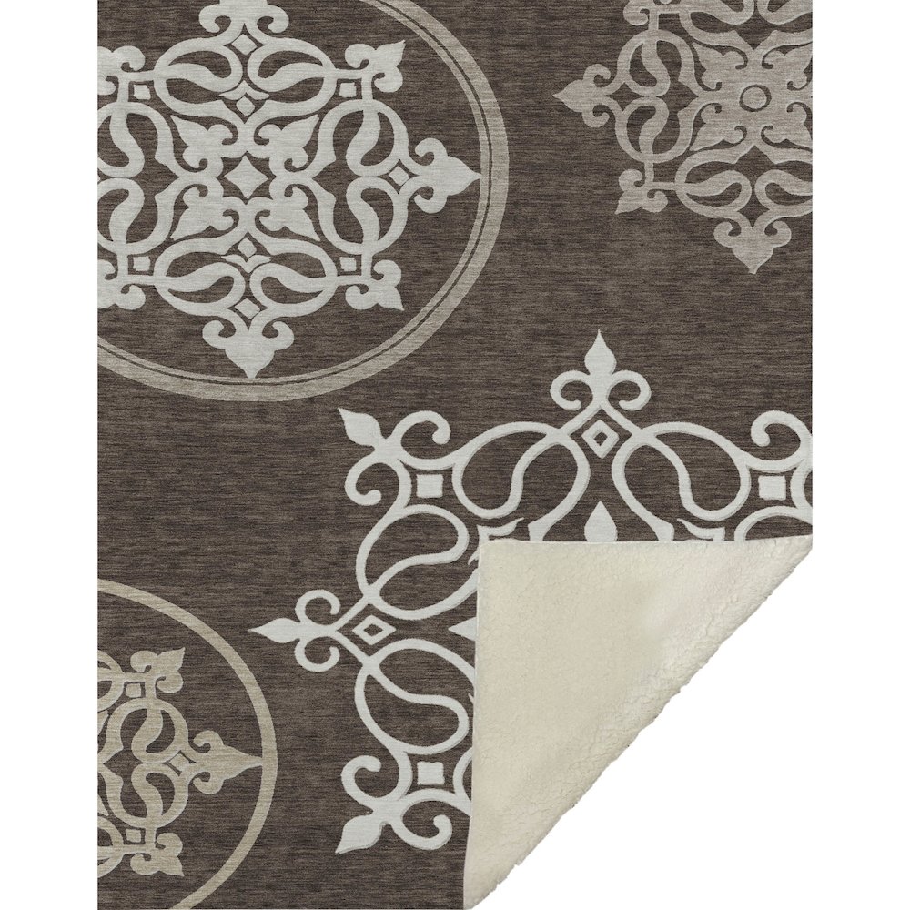 Premium Machine Washable ASB874 Chocolate 50" x 70" Sherpa Throw Blanket. Picture 1