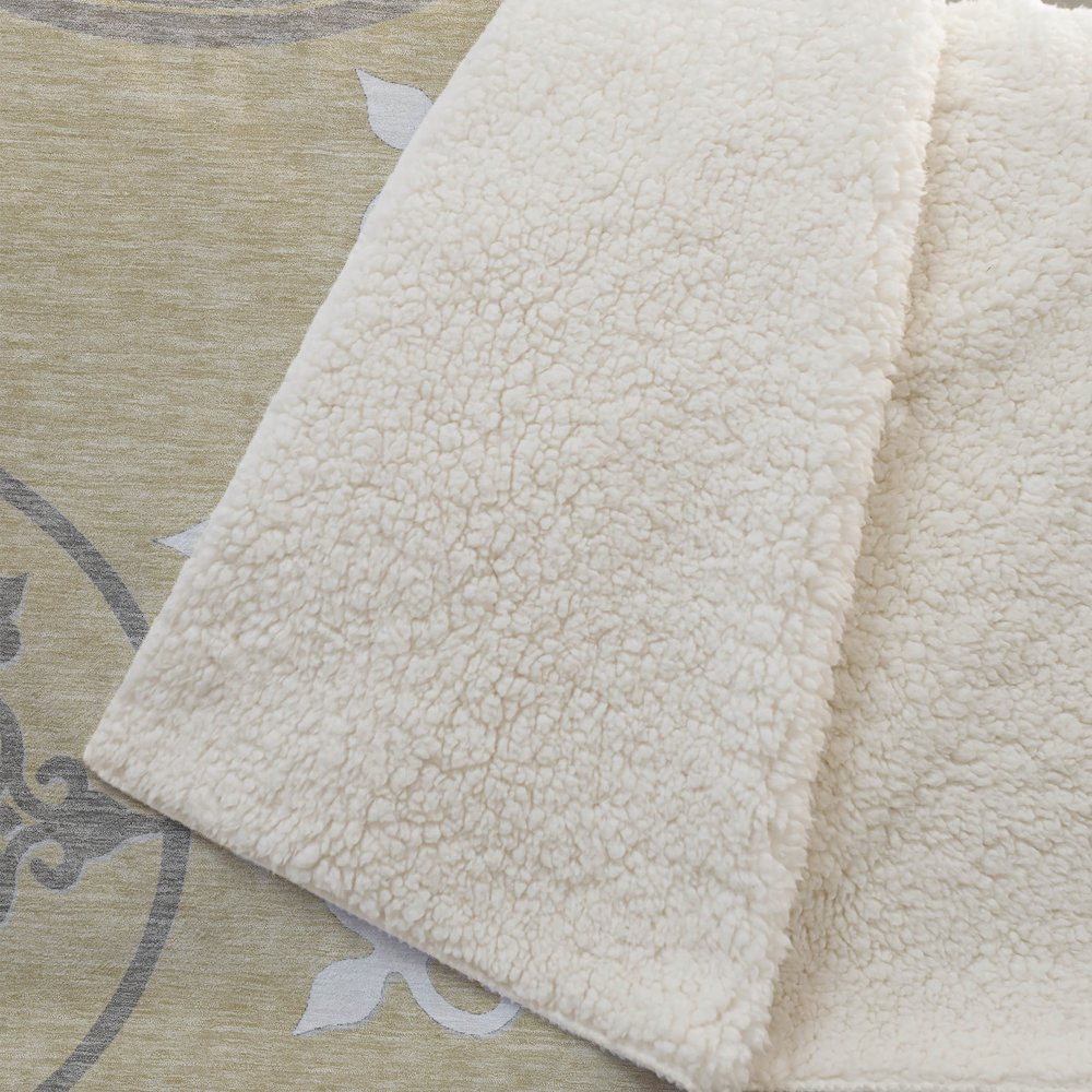 Premium Machine Washable ASB874 Gold 50" x 70" Sherpa Throw Blanket. Picture 2