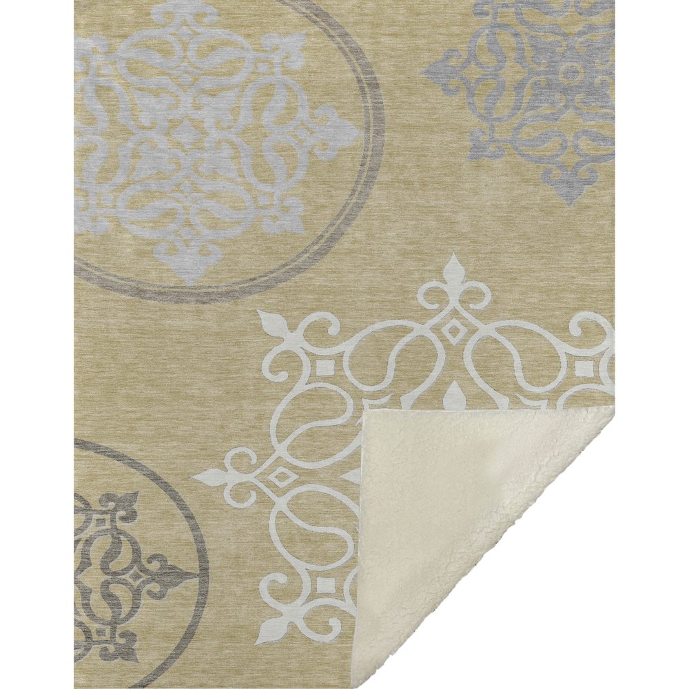 Premium Machine Washable ASB874 Gold 50" x 70" Sherpa Throw Blanket. Picture 1