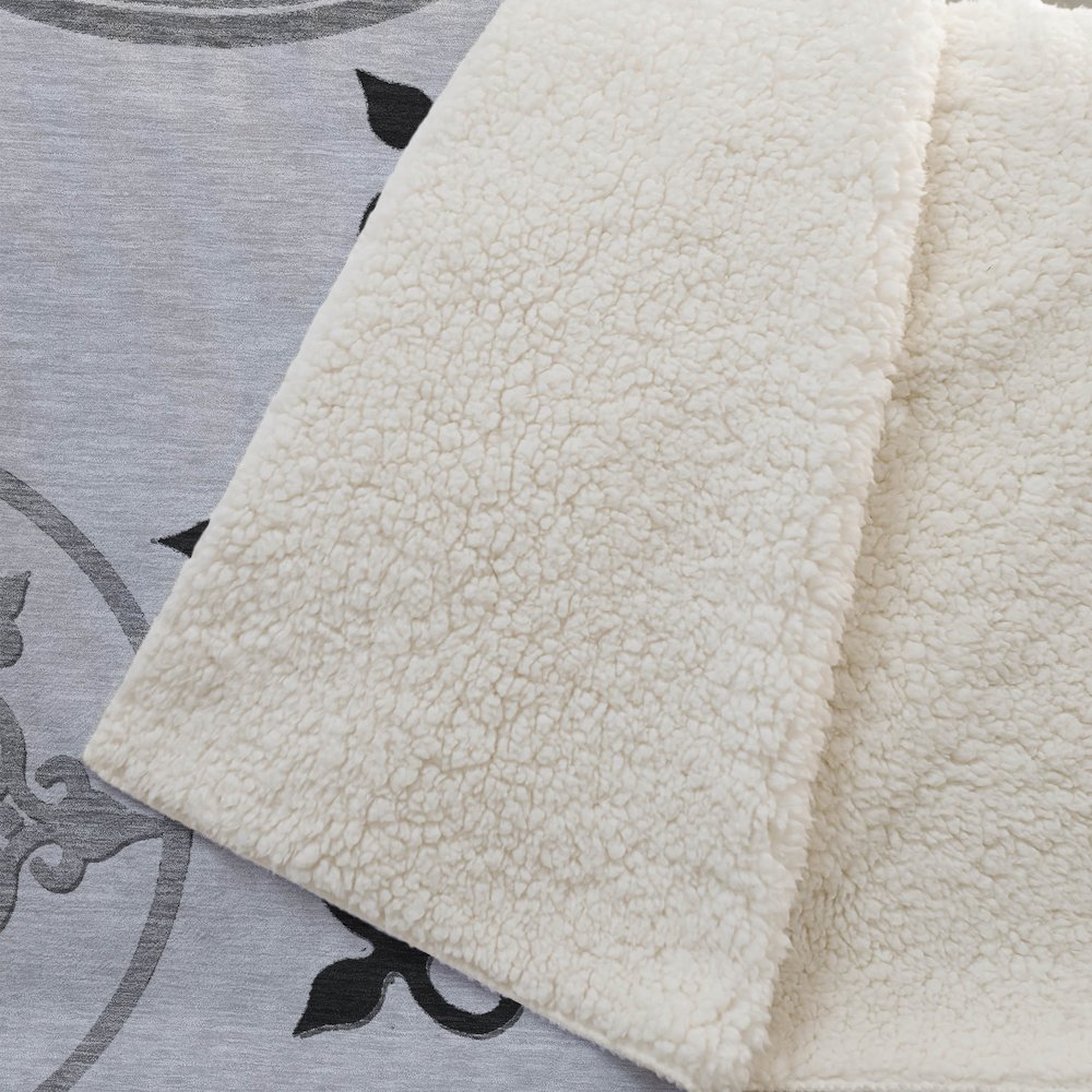 Premium Machine Washable ASB874 Gray 50" x 70" Sherpa Throw Blanket. Picture 2