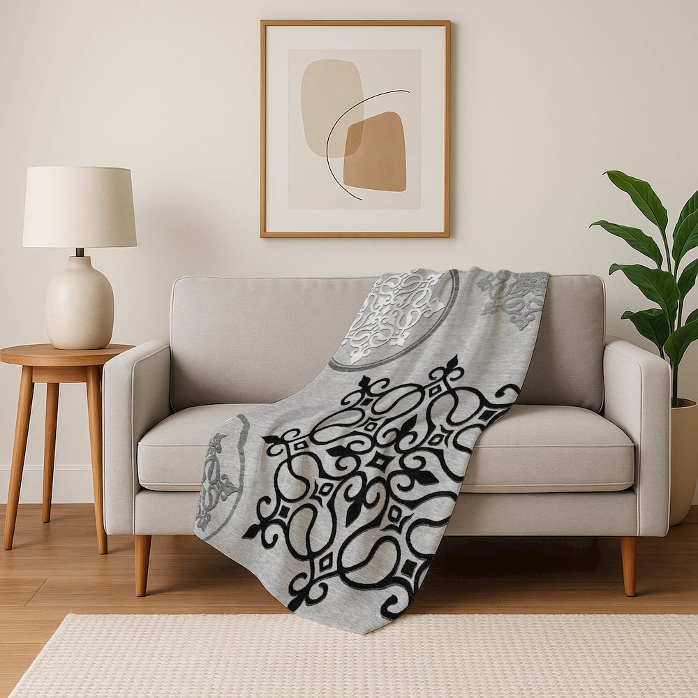 Premium Machine Washable ASB874 Gray 50" x 70" Sherpa Throw Blanket. Picture 5