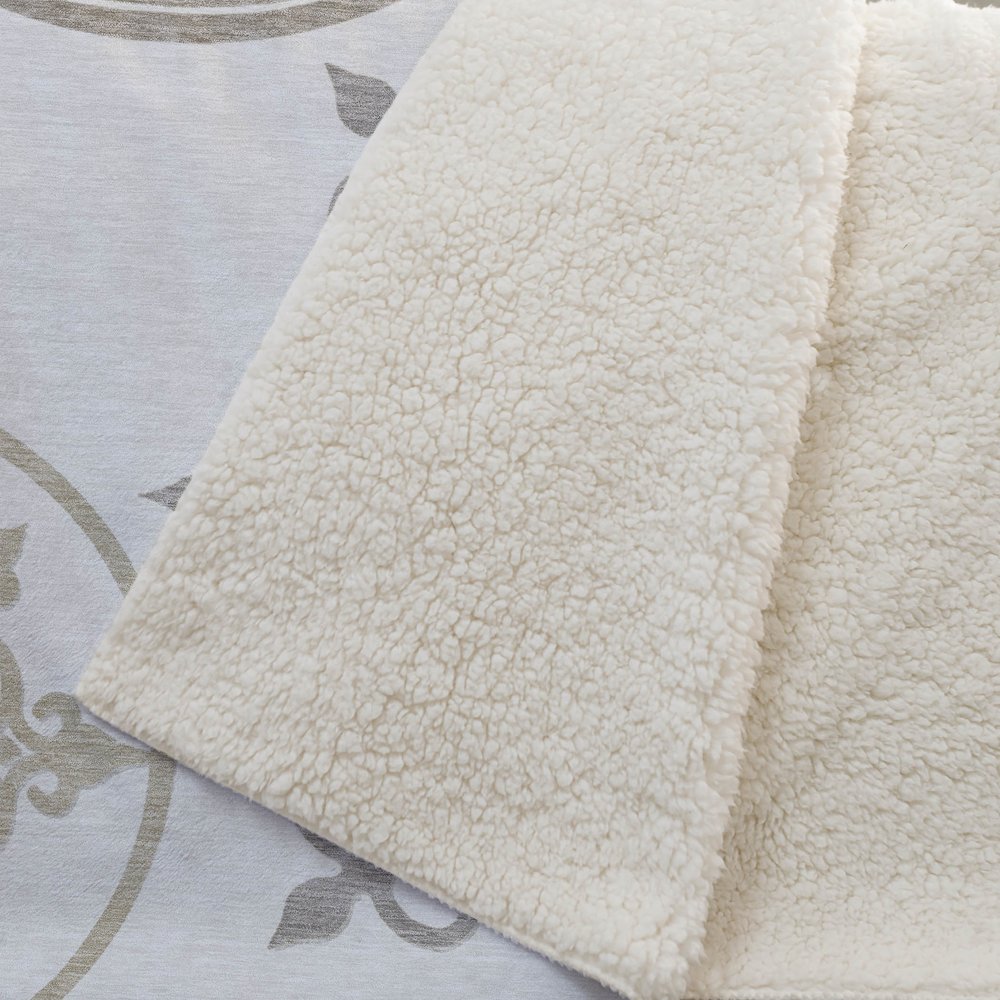 Premium Machine Washable ASB874 Ivory 50" x 70" Sherpa Throw Blanket. Picture 2