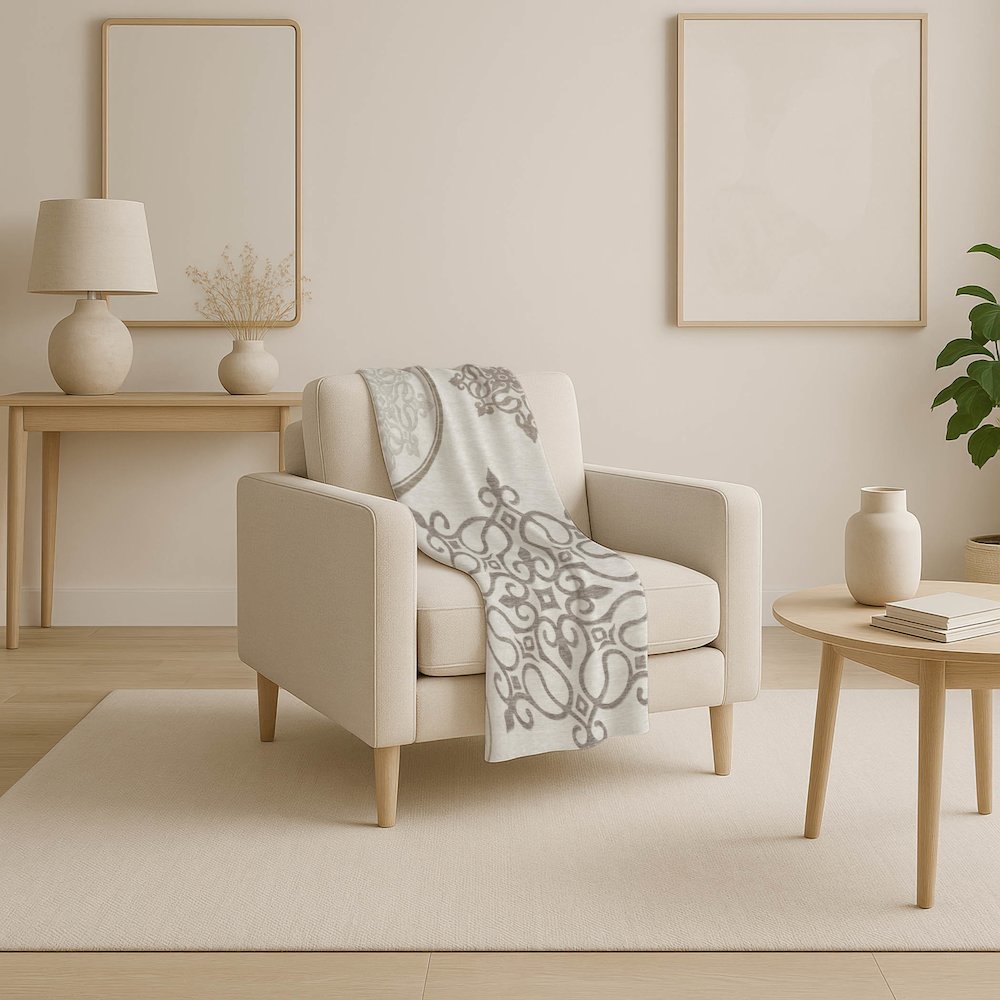 Premium Machine Washable ASB874 Ivory 50" x 70" Sherpa Throw Blanket. Picture 4