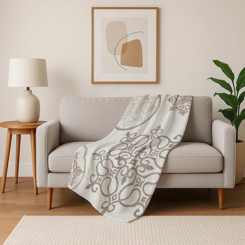 Premium Machine Washable ASB874 Ivory 50" x 70" Sherpa Throw Blanket. Picture 5