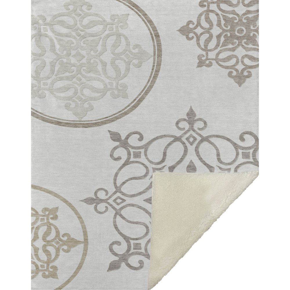 Premium Machine Washable ASB874 Ivory 50" x 70" Sherpa Throw Blanket. Picture 1