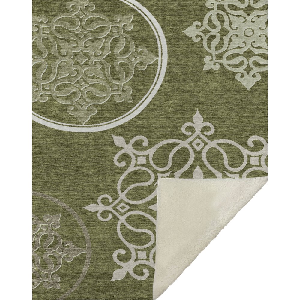 Premium Machine Washable ASB874 Olive 50" x 70" Sherpa Throw Blanket. Picture 1