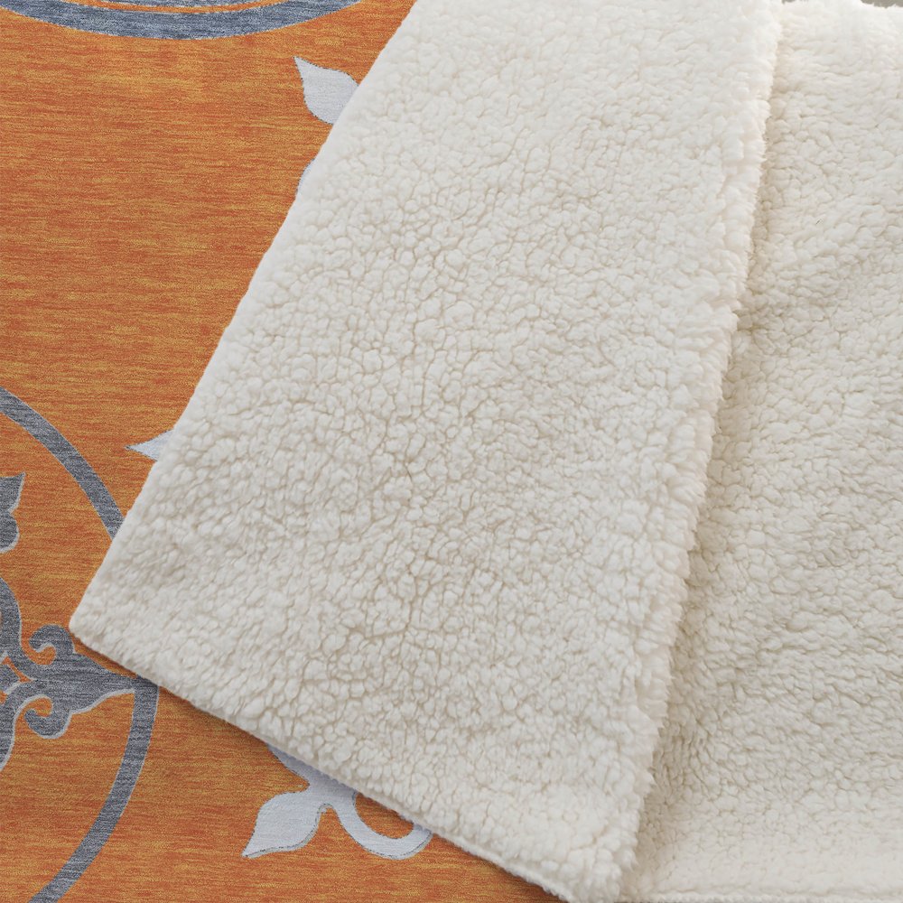 Premium Machine Washable ASB874 Orange 50" x 70" Sherpa Throw Blanket. Picture 2