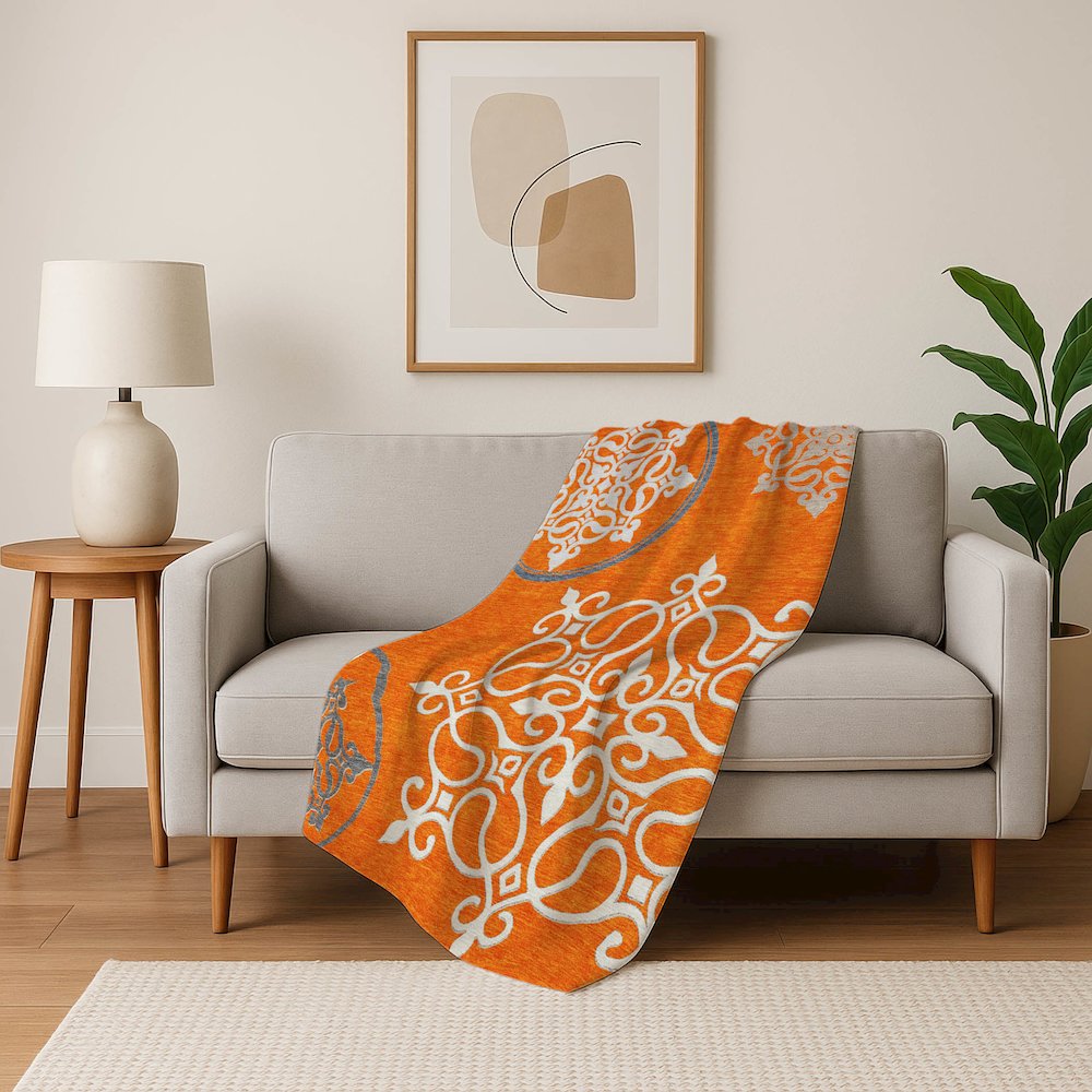 Premium Machine Washable ASB874 Orange 50" x 70" Sherpa Throw Blanket. Picture 5