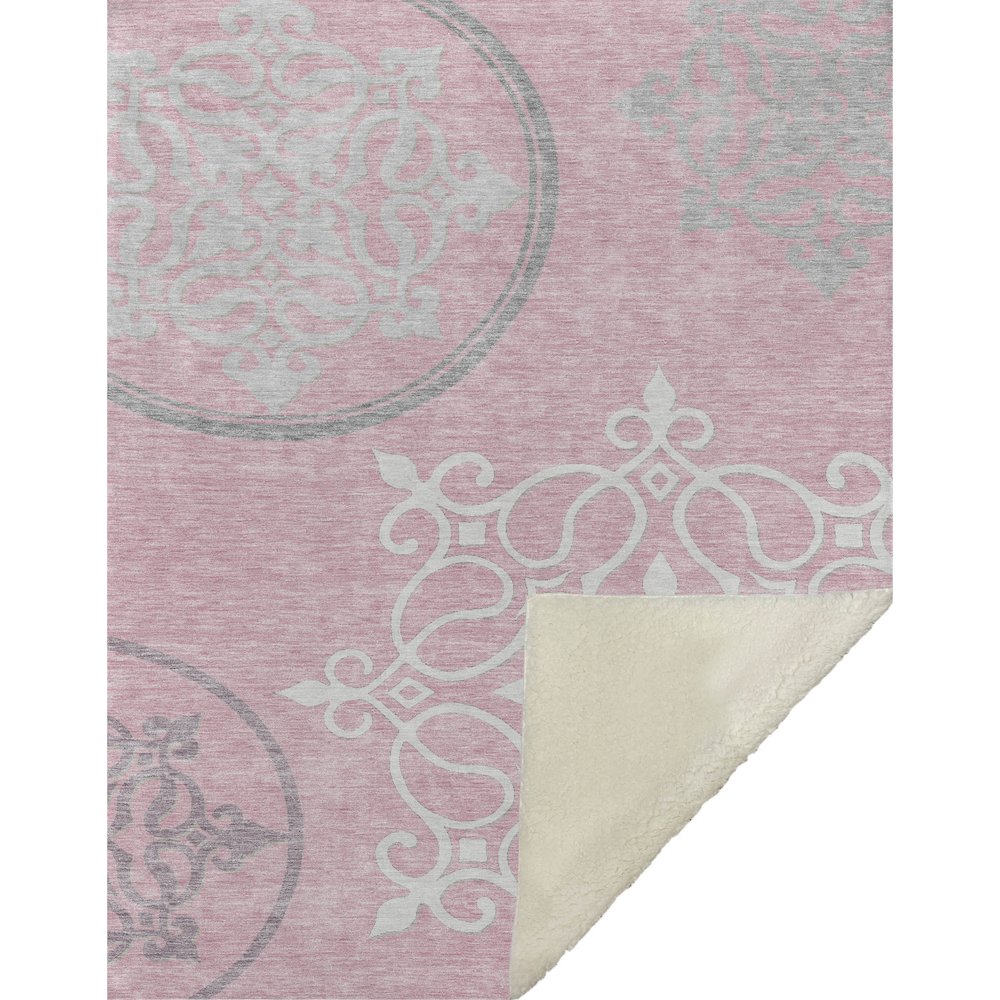 Premium Machine Washable ASB874 Pink 50" x 70" Sherpa Throw Blanket. Picture 1