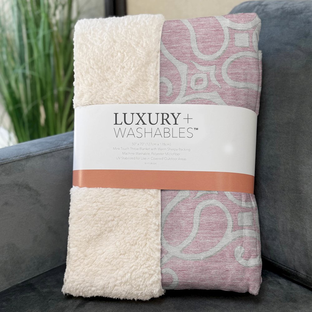 Premium Machine Washable ASB874 Pink 50" x 70" Sherpa Throw Blanket. Picture 3