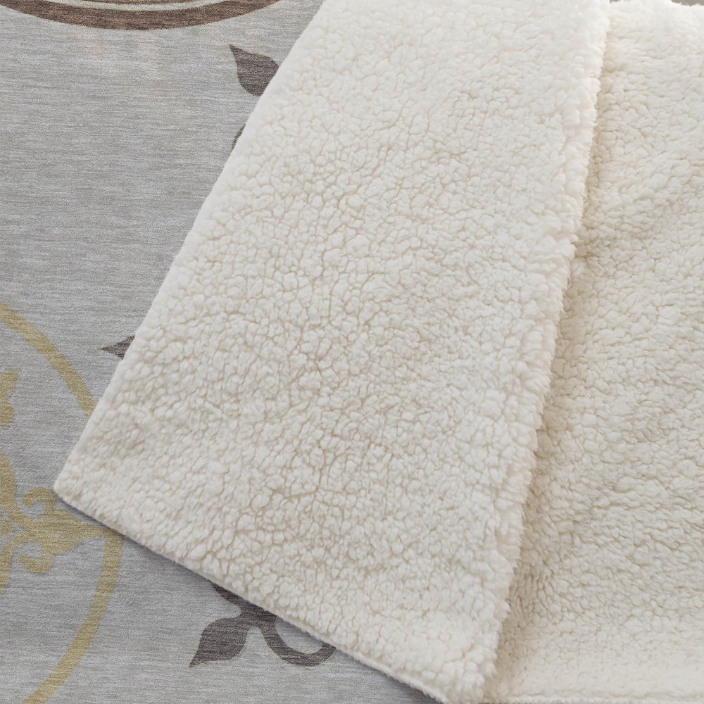 Premium Machine Washable ASB874 Taupe 50" x 70" Sherpa Throw Blanket. Picture 2