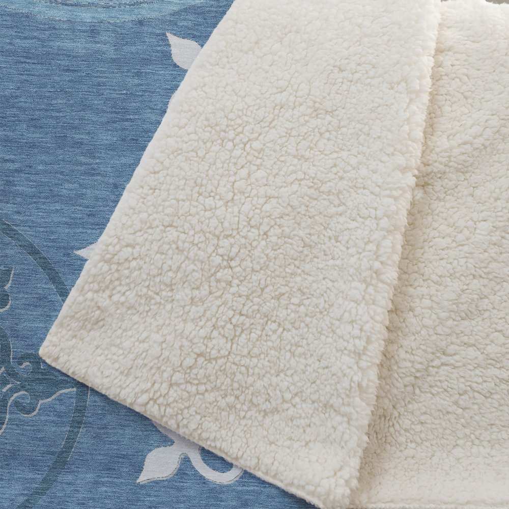 Premium Machine Washable ASB874 Teal 50" x 70" Sherpa Throw Blanket. Picture 2
