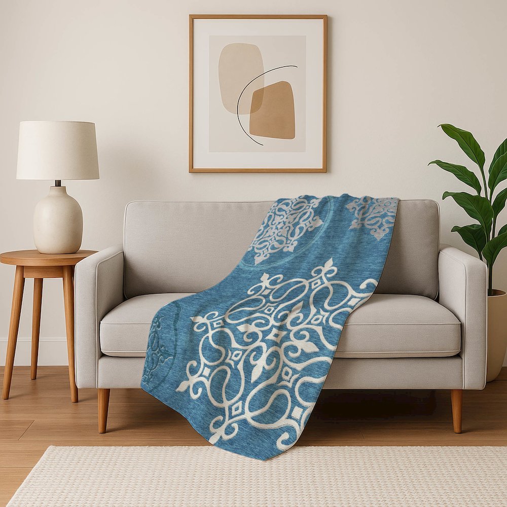 Premium Machine Washable ASB874 Teal 50" x 70" Sherpa Throw Blanket. Picture 5