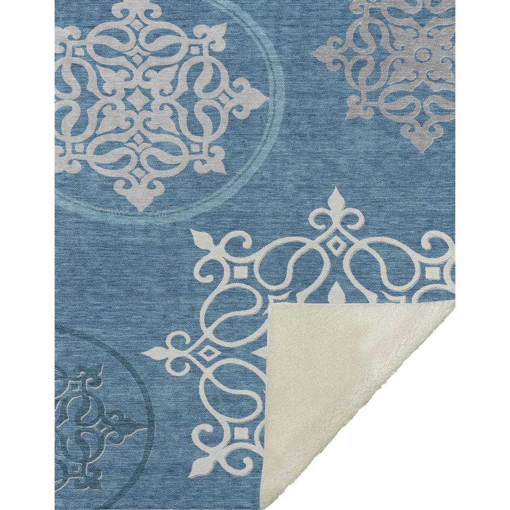 Premium Machine Washable ASB874 Teal 50" x 70" Sherpa Throw Blanket. Picture 1