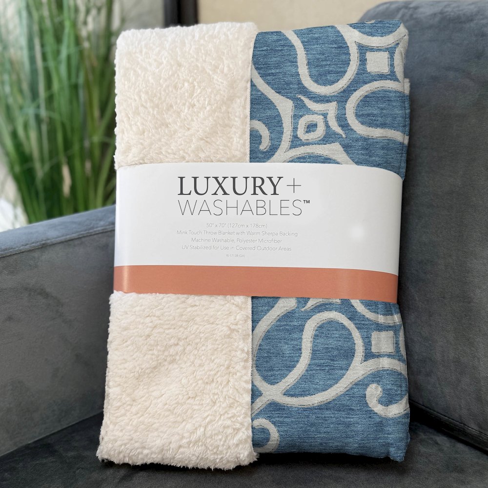 Premium Machine Washable ASB874 Teal 50" x 70" Sherpa Throw Blanket. Picture 3