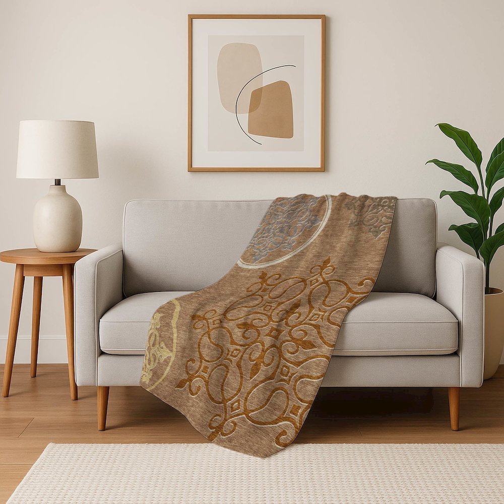 Premium Machine Washable ASB874 Terracotta 50" x 70" Sherpa Throw Blanket. Picture 5