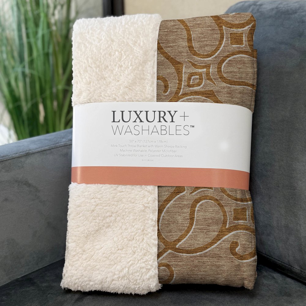 Premium Machine Washable ASB874 Terracotta 50" x 70" Sherpa Throw Blanket. Picture 3