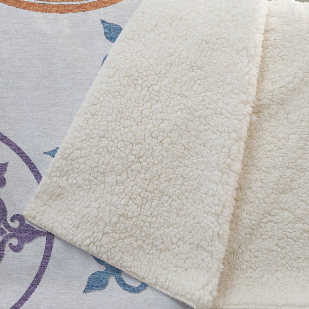 Premium Machine Washable ASB874 White 50" x 70" Sherpa Throw Blanket. Picture 2
