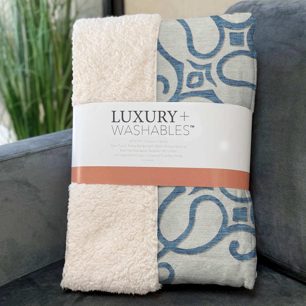 Premium Machine Washable ASB874 White 50" x 70" Sherpa Throw Blanket. Picture 3