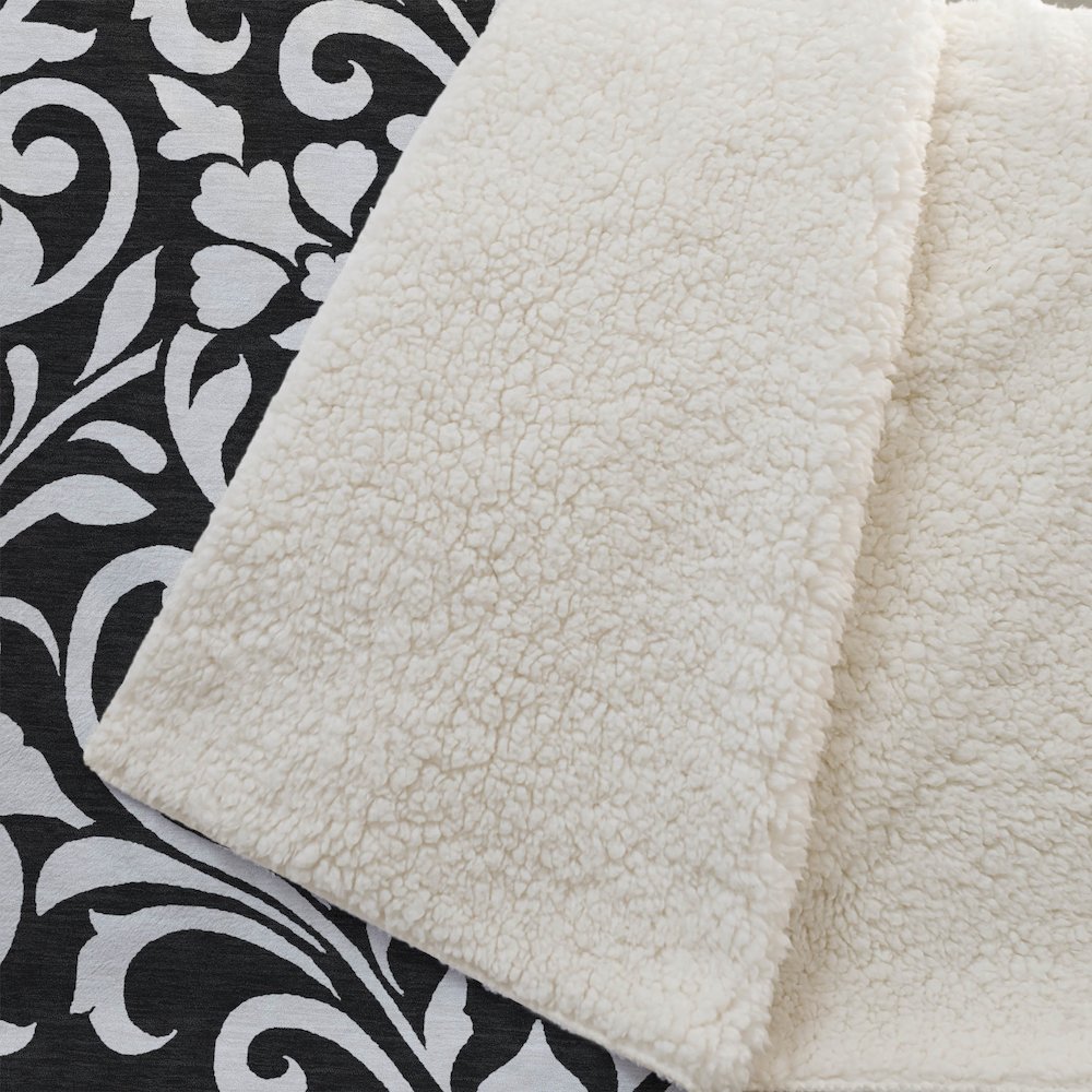 Premium Machine Washable ASB875 Black 50" x 70" Sherpa Throw Blanket. Picture 2