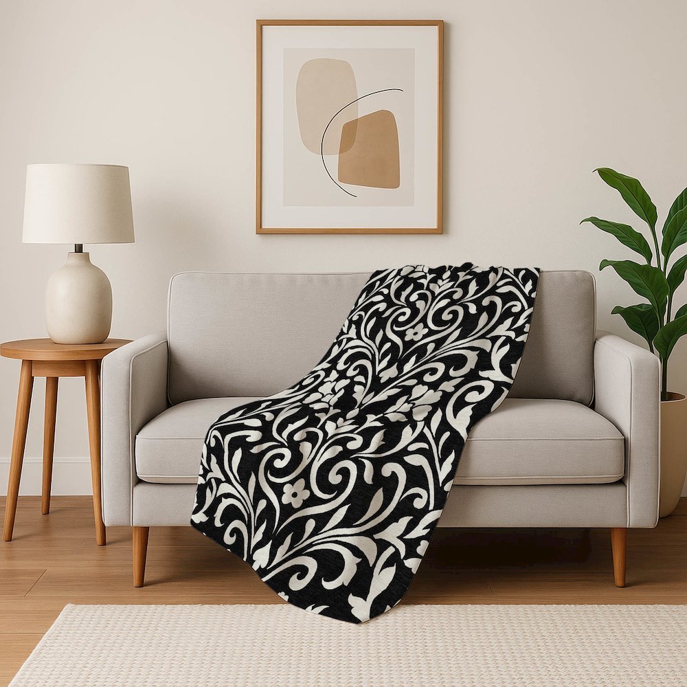 Premium Machine Washable ASB875 Black 50" x 70" Sherpa Throw Blanket. Picture 5