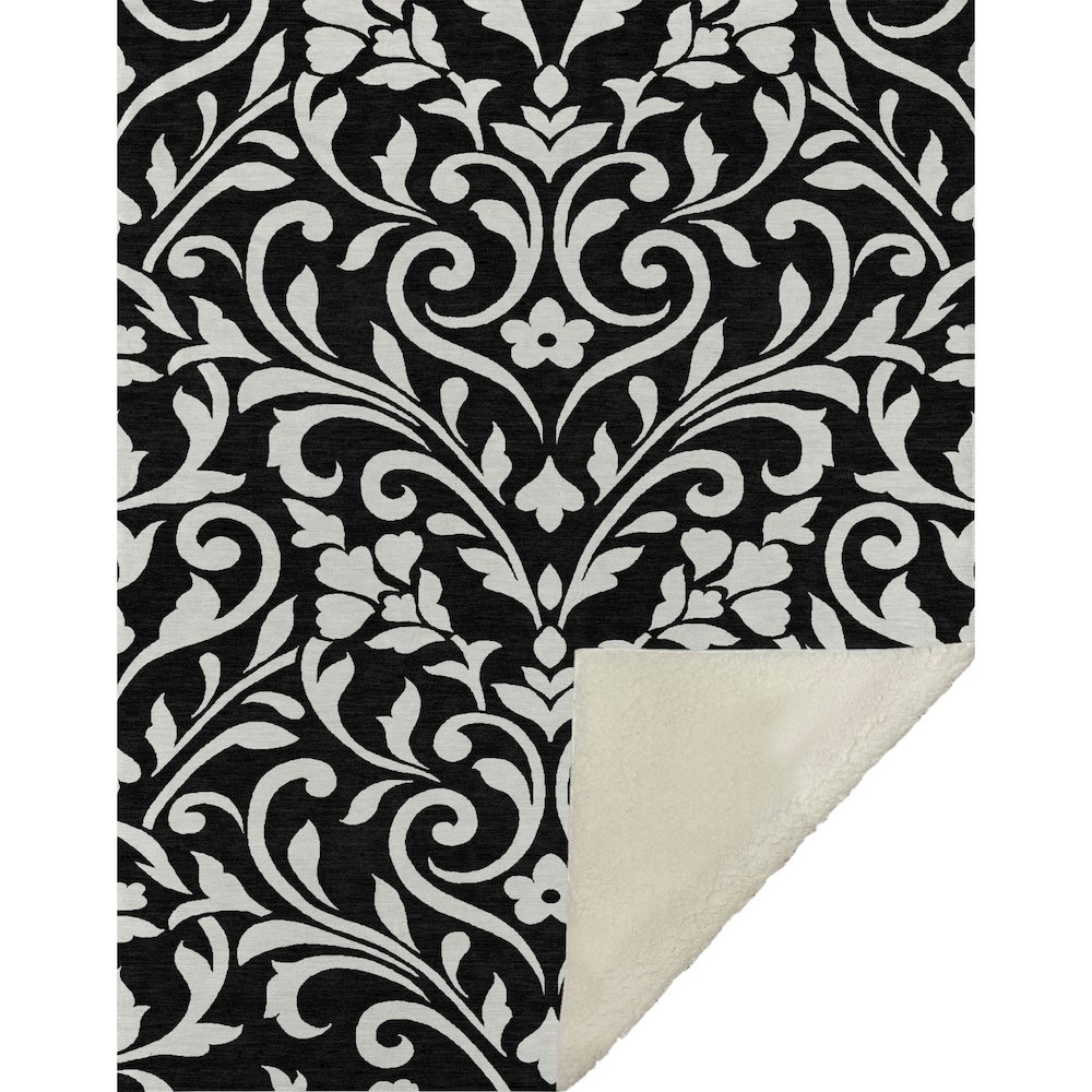 Premium Machine Washable ASB875 Black 50" x 70" Sherpa Throw Blanket. Picture 1