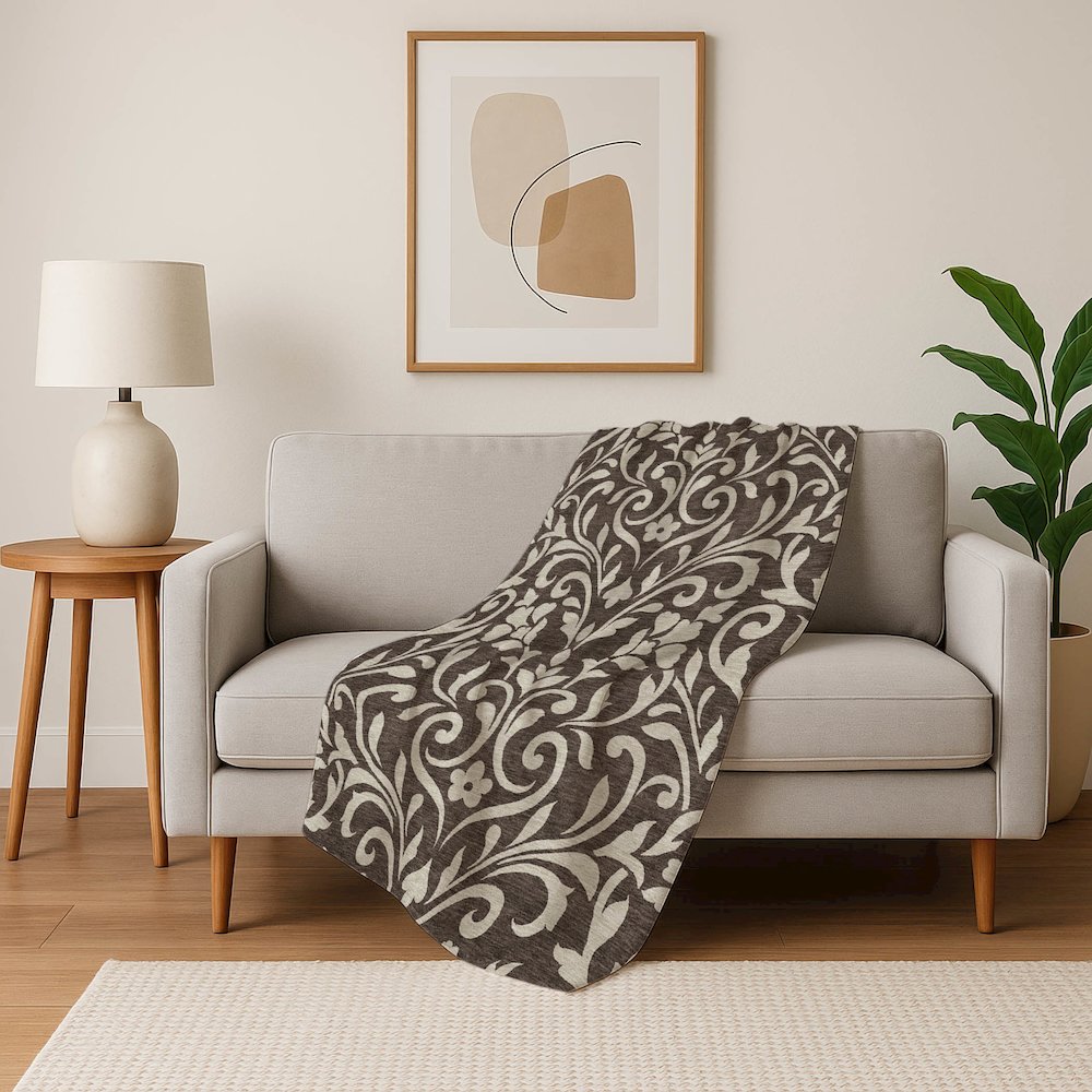 Premium Machine Washable ASB875 Chocolate 50" x 70" Sherpa Throw Blanket. Picture 5